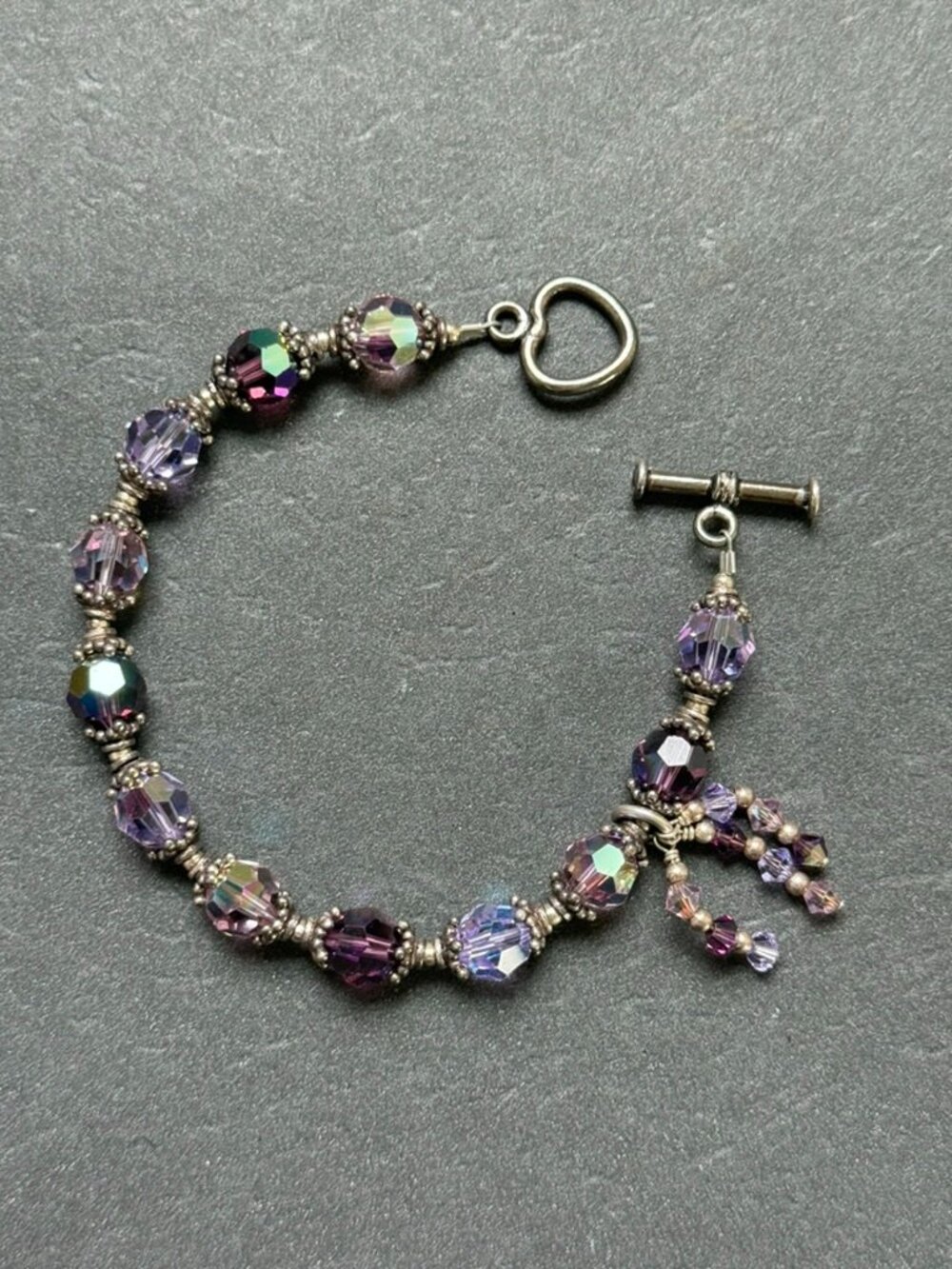 HAND CRAFTED Bali Style Crystal Beaded Bracelet (6-1/4")